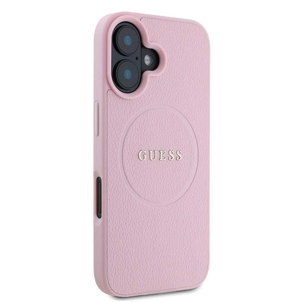 iPhone 16 Kılıf Guess Orjinal Lisanslı M-safe Şarj Özellikli Yazı Logolu Grained Kılıf