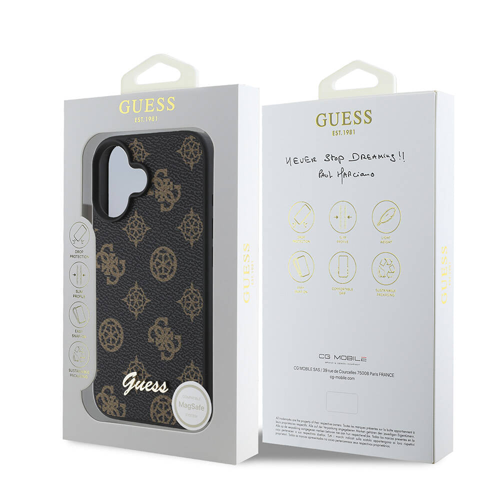 iPhone 16 Kılıf Guess Orjinal Lisanslı M-safe Şarj Özellikli Yazı Logolu Peony Kılıf