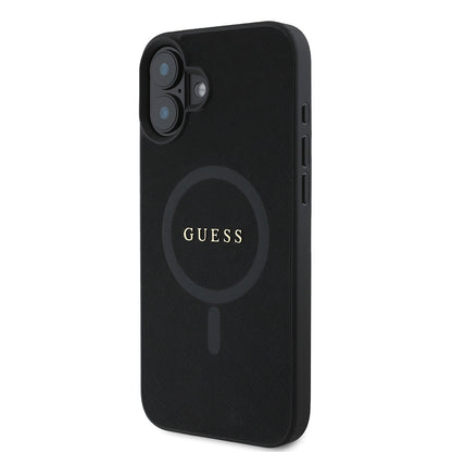 iPhone 16 Kılıf Guess Orjinal Lisanslı M-safe Şarj Özellikli Yazı Logolu Saffiano Classic Kılıf