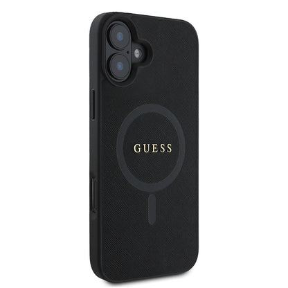 iPhone 16 Kılıf Guess Orjinal Lisanslı M-safe Şarj Özellikli Yazı Logolu Saffiano Classic Kılıf