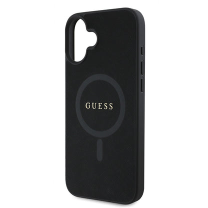 iPhone 16 Kılıf Guess Orjinal Lisanslı M-safe Şarj Özellikli Yazı Logolu Saffiano Classic Kılıf