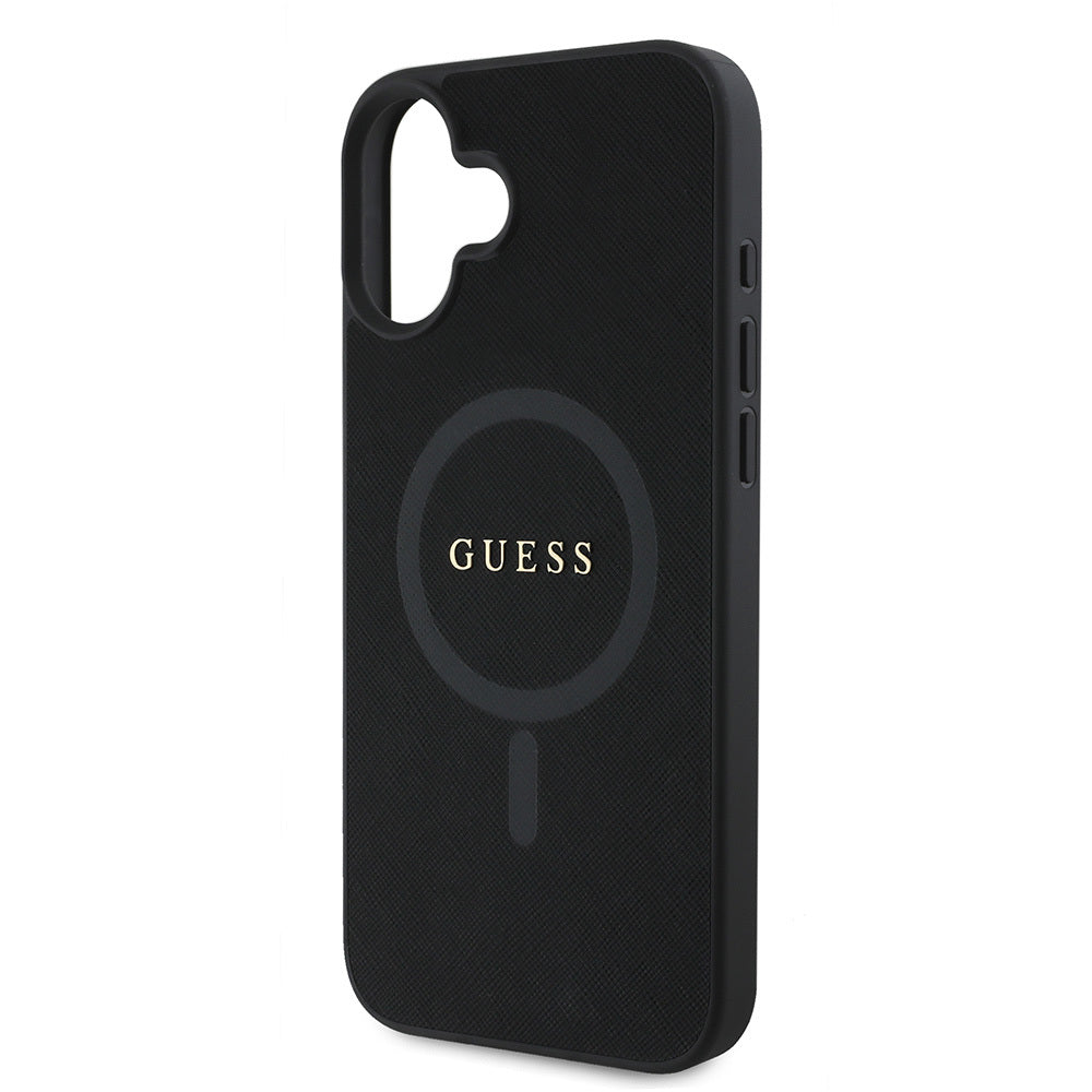 Apple iPhone 16 Kılıf Guess Orjinal Lisanslı Magsafe Şarj Özellikli Yazı Logolu Saffiano Classic Kapak