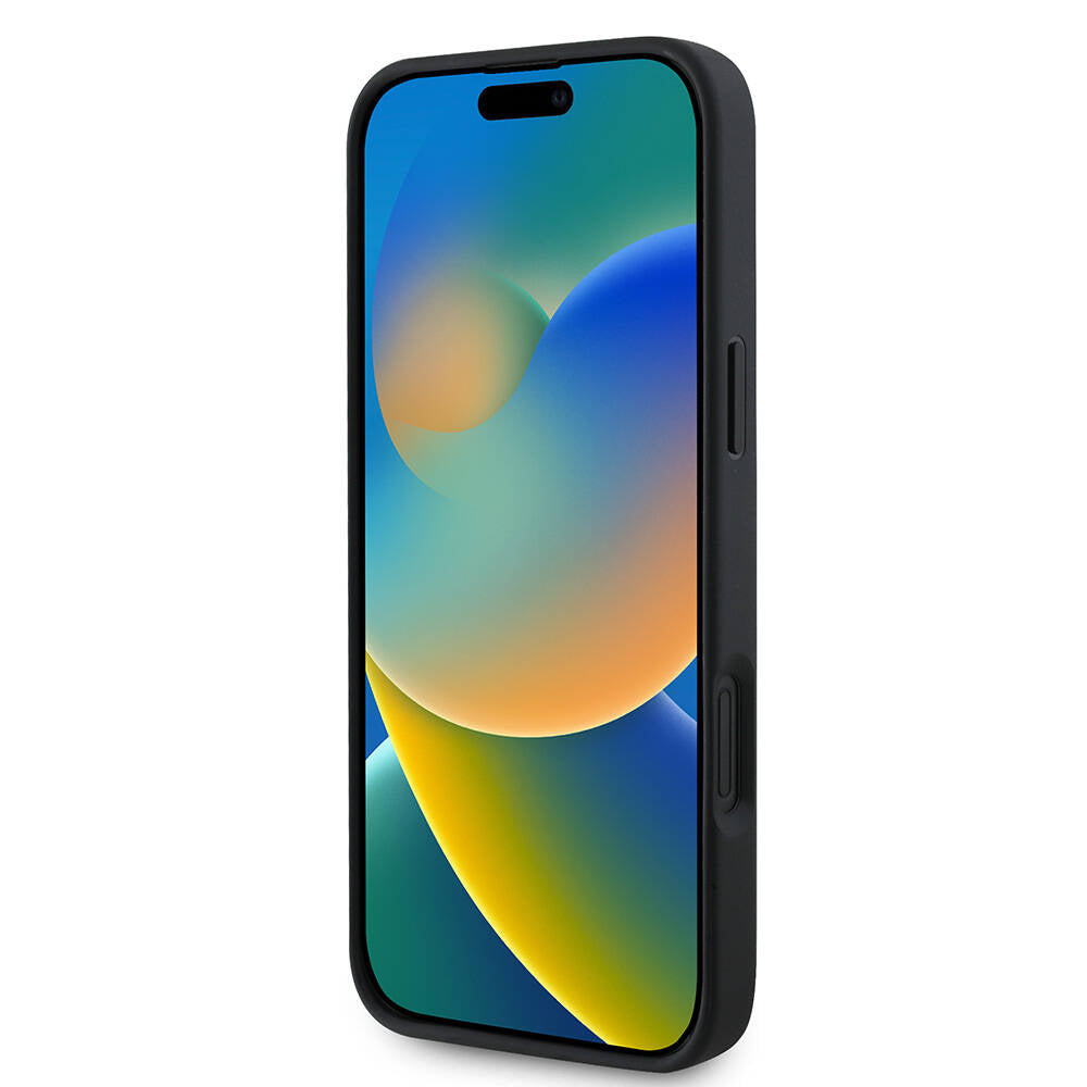 iPhone 16 Kılıf Guess Orjinal Lisanslı M-safe Şarj Özellikli Yazı Logolu Saffiano Peony Kılıf