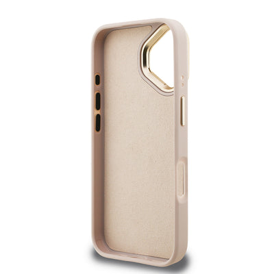 Apple iPhone 16 Kılıf Guess Orjinal Lisanslı PU Deri 4G Desenli Metal Büyük 4G ve Yazı Logolu Kamera Standlı Kapak Mavi