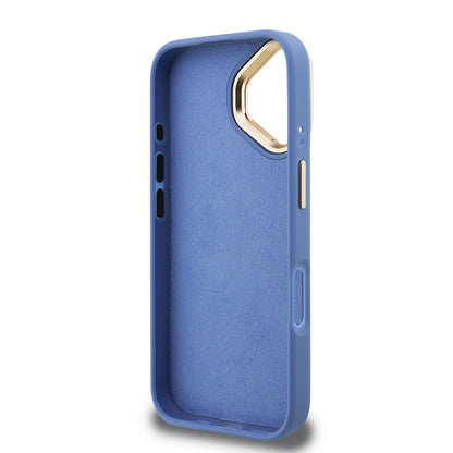 iPhone 16 Kılıf Guess Orjinal Lisanslı PU Deri 4G Desenli Metal Büyük 4G ve Yazı Logolu Kamera Standlı Kılıf