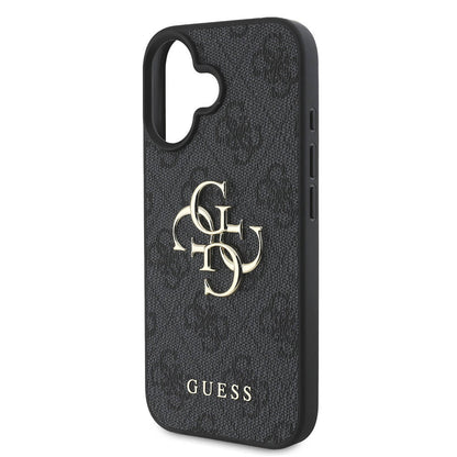 iPhone 16 Kılıf Guess Orjinal Lisanslı PU Deri 4G Desenli Metal Büyük 4G ve Yazı Logolu Kılıf