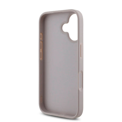 iPhone 16 Kılıf Guess Orjinal Lisanslı PU Deri 4G Desenli Metal Büyük 4G ve Yazı Logolu Kılıf