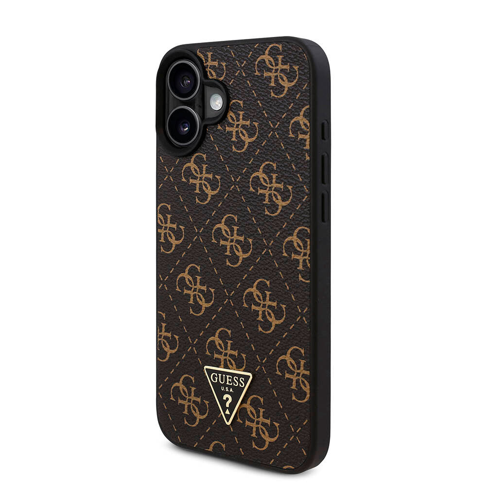 iPhone 16 Kılıf Guess Orjinal Lisanslı PU Deri 4G Desenli Üçgen Logolu Kılıf