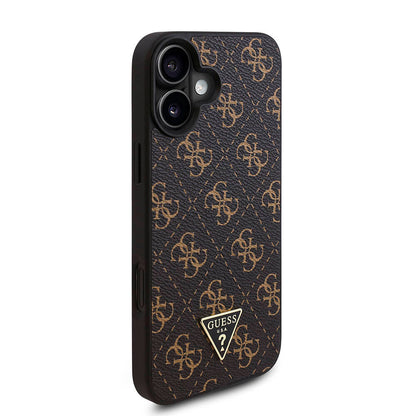iPhone 16 Kılıf Guess Orjinal Lisanslı PU Deri 4G Desenli Üçgen Logolu Kılıf