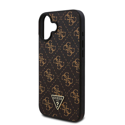 iPhone 16 Kılıf Guess Orjinal Lisanslı PU Deri 4G Desenli Üçgen Logolu Kılıf