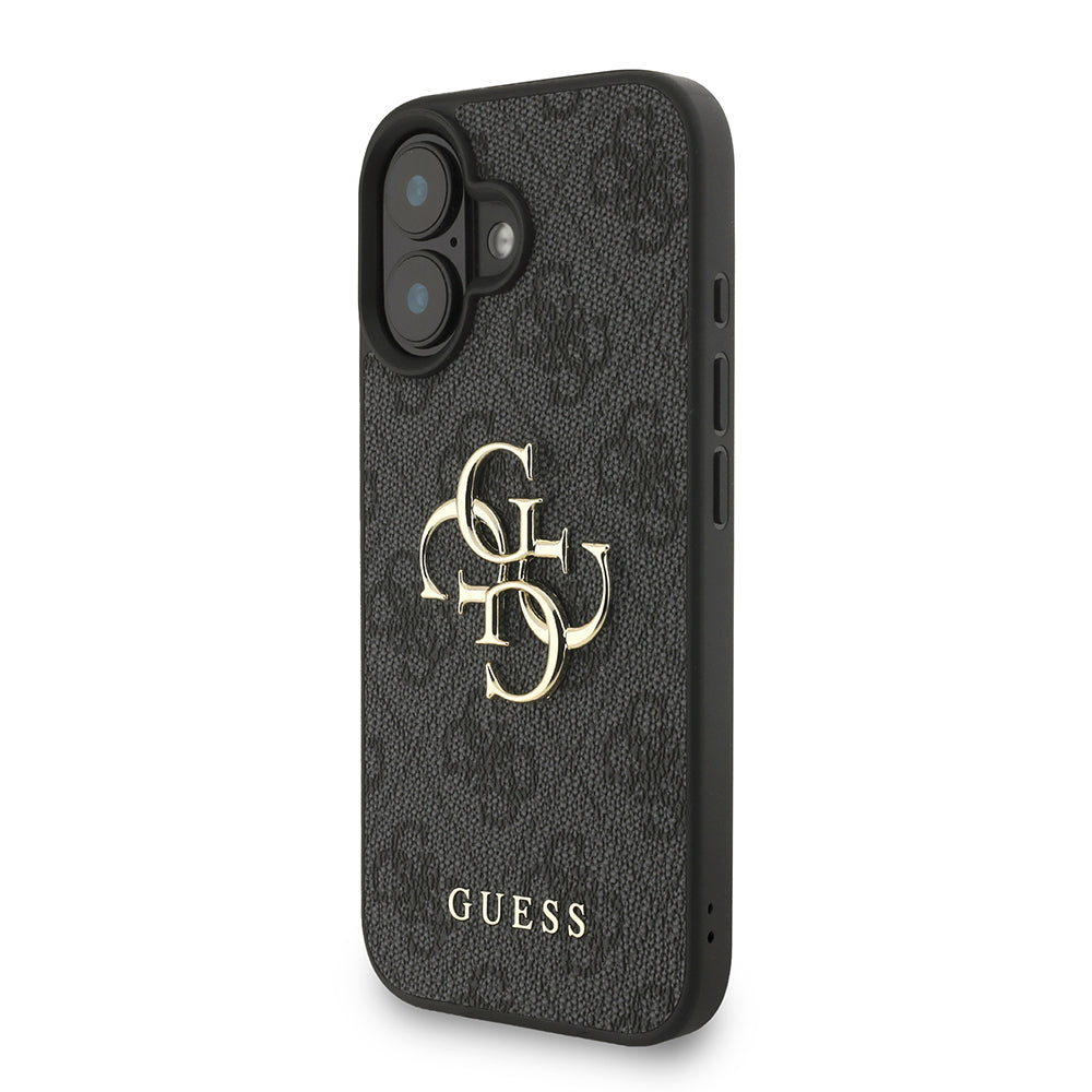iPhone 16 Kılıf Guess Orjinal Lisanslı PU Deri Bilek Askı İpli Metal Büyük 4G ve Yazı Logolu Kılıf