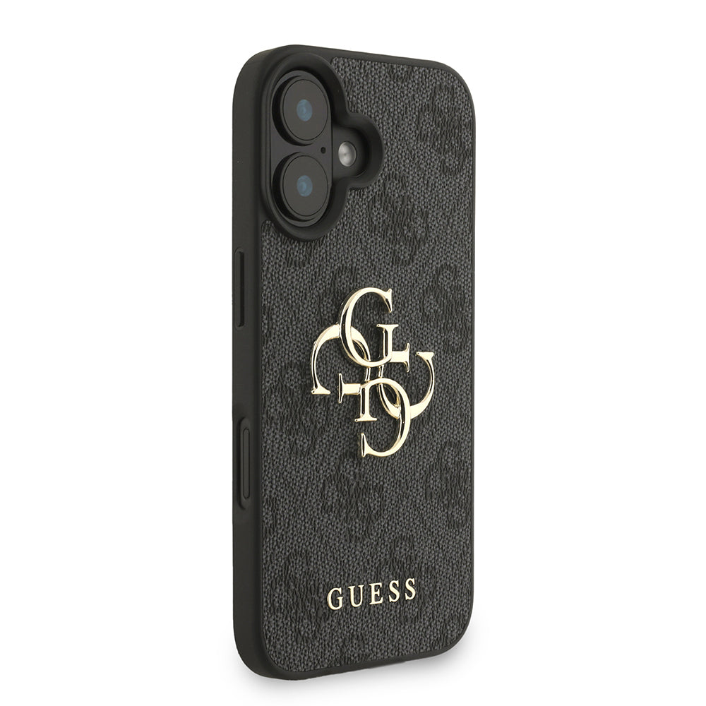 iPhone 16 Kılıf Guess Orjinal Lisanslı PU Deri Bilek Askı İpli Metal Büyük 4G ve Yazı Logolu Kılıf