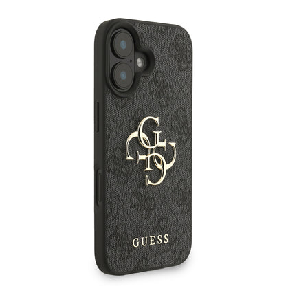 iPhone 16 Kılıf Guess Orjinal Lisanslı PU Deri Bilek Askı İpli Metal Büyük 4G ve Yazı Logolu Kılıf