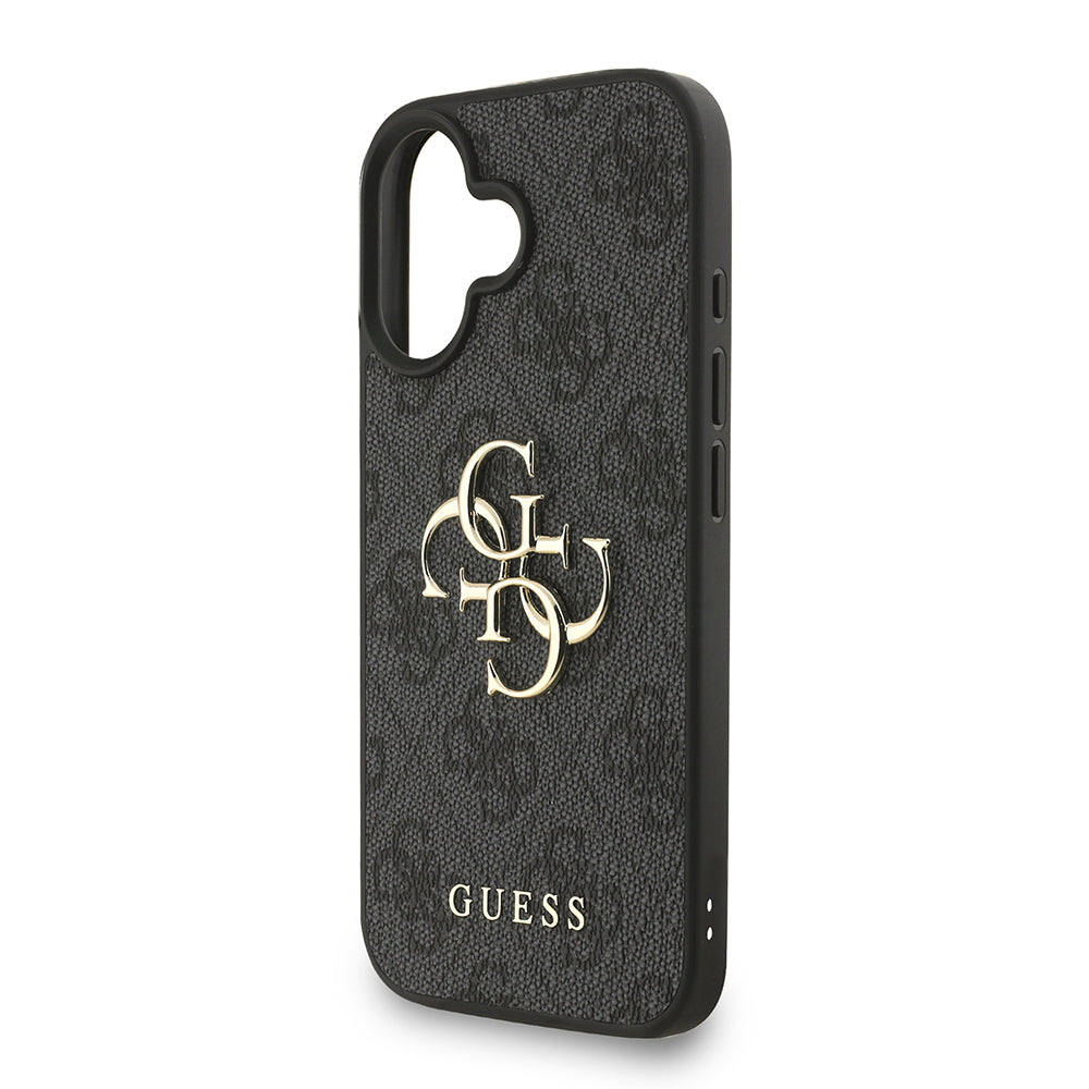 iPhone 16 Kılıf Guess Orjinal Lisanslı PU Deri Bilek Askı İpli Metal Büyük 4G ve Yazı Logolu Kılıf