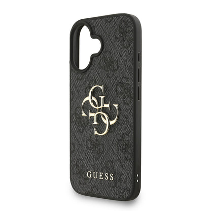 iPhone 16 Kılıf Guess Orjinal Lisanslı PU Deri Bilek Askı İpli Metal Büyük 4G ve Yazı Logolu Kılıf