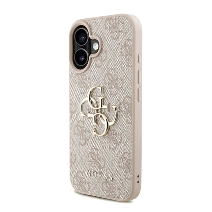 iPhone 16 Kılıf Guess Orjinal Lisanslı PU Deri Bilek Askı İpli Metal Büyük 4G ve Yazı Logolu Kılıf