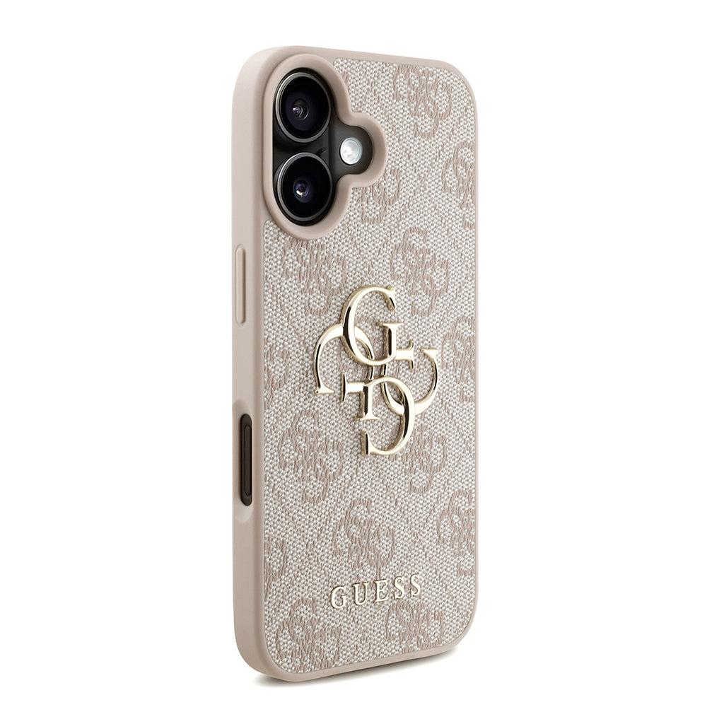 iPhone 16 Kılıf Guess Orjinal Lisanslı PU Deri Bilek Askı İpli Metal Büyük 4G ve Yazı Logolu Kılıf
