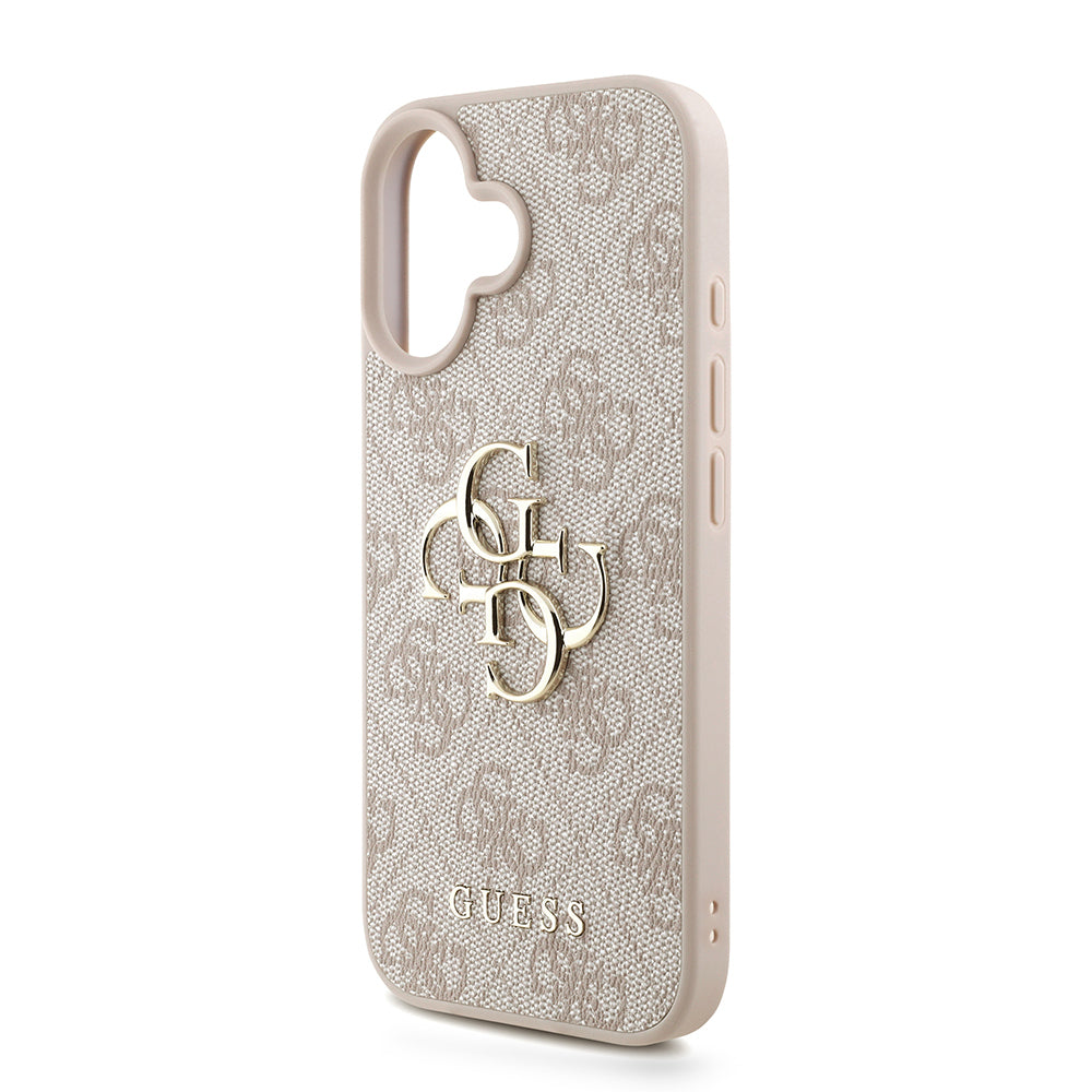iPhone 16 Kılıf Guess Orjinal Lisanslı PU Deri Bilek Askı İpli Metal Büyük 4G ve Yazı Logolu Kılıf