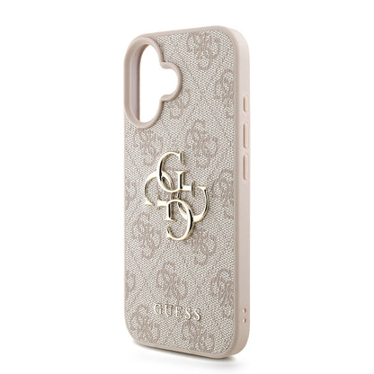 iPhone 16 Kılıf Guess Orjinal Lisanslı PU Deri Bilek Askı İpli Metal Büyük 4G ve Yazı Logolu Kılıf
