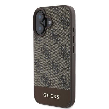 iPhone 16 Kılıf Guess Orjinal Lisanslı PU Deri Şerit Logo Dizaynlı Kılıf
