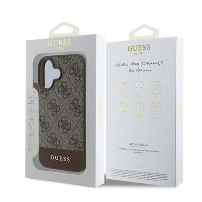 iPhone 16 Kılıf Guess Orjinal Lisanslı PU Deri Şerit Logo Dizaynlı Kılıf