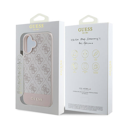 iPhone 16 Kılıf Guess Orjinal Lisanslı PU Deri Şerit Logo Dizaynlı Kılıf