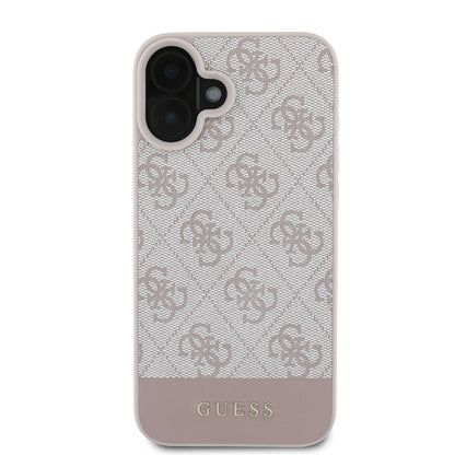 iPhone 16 Kılıf Guess Orjinal Lisanslı PU Deri Şerit Logo Dizaynlı Kılıf