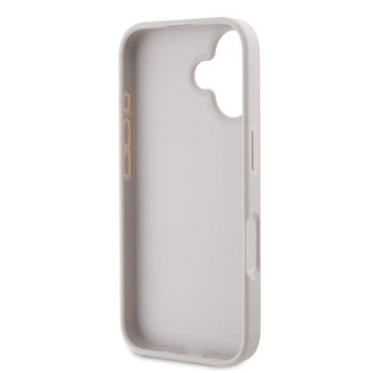 iPhone 16 Kılıf Guess Orjinal Lisanslı PU Deri Taşlı Metal Üçgen Logolu Çapraz Vücut Askılı 4G Desenli Kılıf