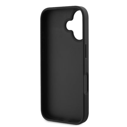 iPhone 16 Kılıf Guess Orjinal Lisanslı PU Deri Taşlı Üçgen Logo 4G Desenli Strass Kılıf