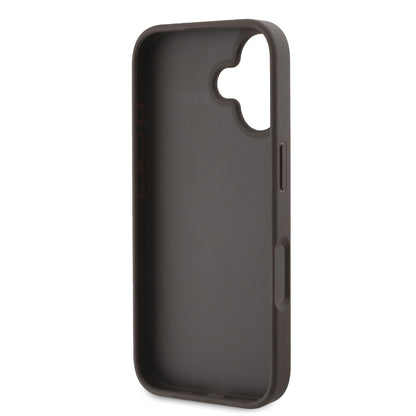 iPhone 16 Kılıf Guess Orjinal Lisanslı PU Deri Taşlı Üçgen Logo 4G Desenli Strass Kılıf