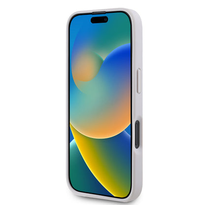 iPhone 16 Kılıf Guess Orjinal Lisanslı PU Deri Taşlı Üçgen Logo 4G Desenli Strass Kılıf