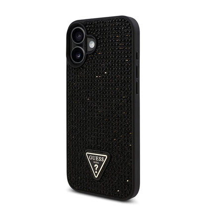 iPhone 16 Kılıf Guess Orjinal Lisanslı Taşlı Arka Yüzey Üçgen Logolu Kılıf