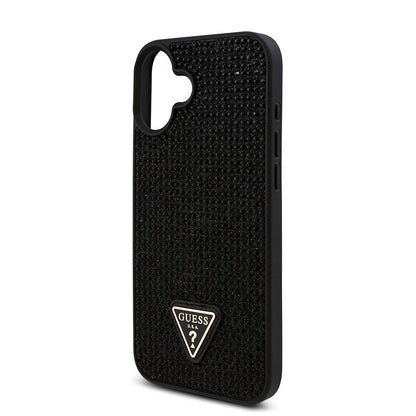 iPhone 16 Kılıf Guess Orjinal Lisanslı Taşlı Arka Yüzey Üçgen Logolu Kılıf