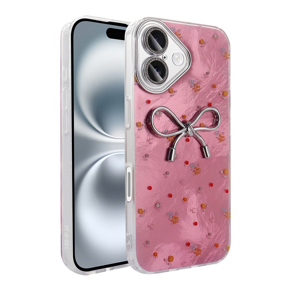 Apple iPhone 16 Kılıf Kamera Korumalı Figürlü Zore Ponti Silikon Kapak Açık Pembe