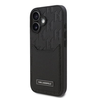 iPhone 16 Kılıf Karl Lagerfeld Orjinal Lisanslı Kartlıklı Cardslot Monogram Kılıf
