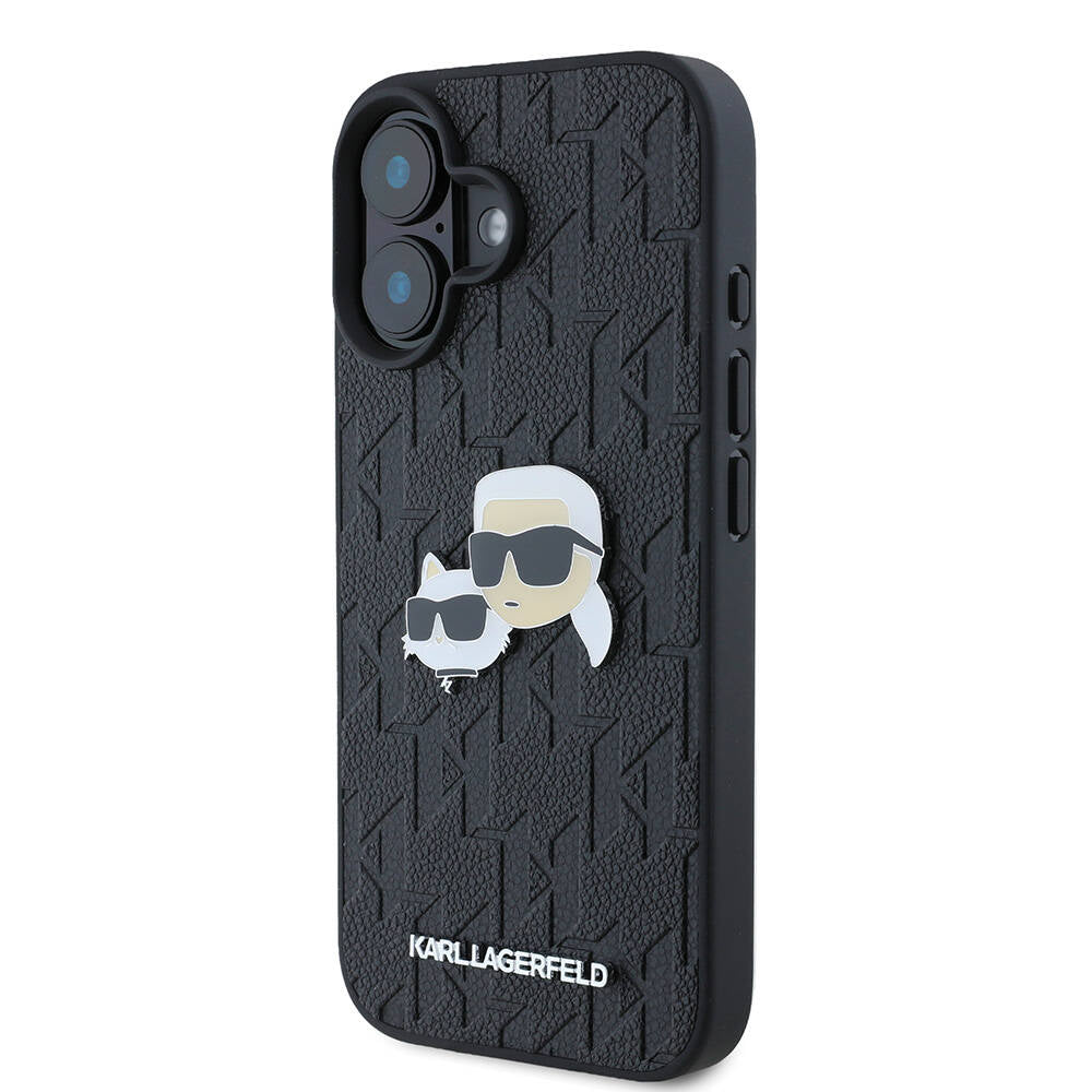 Apple iPhone 16 Kılıf Karl Lagerfeld Orjinal Lisanslı K&C Heads Monogram Pin Kapak