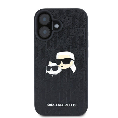 iPhone 16 Kılıf Karl Lagerfeld Orjinal Lisanslı K&C Heads Monogram Pin Kılıf