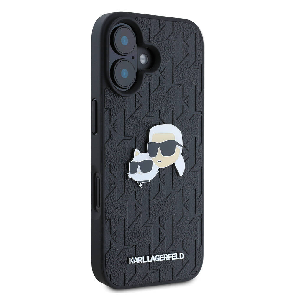 Apple iPhone 16 Kılıf Karl Lagerfeld Orjinal Lisanslı K&C Heads Monogram Pin Kapak