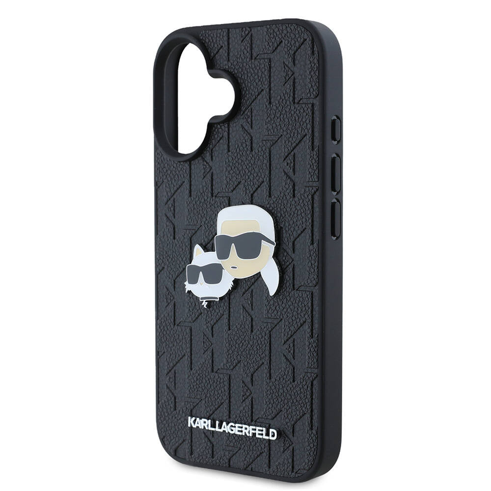 Apple iPhone 16 Kılıf Karl Lagerfeld Orjinal Lisanslı K&C Heads Monogram Pin Kapak