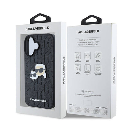 iPhone 16 Kılıf Karl Lagerfeld Orjinal Lisanslı K&C Heads Monogram Pin Kılıf