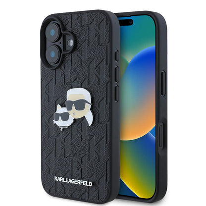 iPhone 16 Kılıf Karl Lagerfeld Orjinal Lisanslı K&C Heads Monogram Pin Kılıf