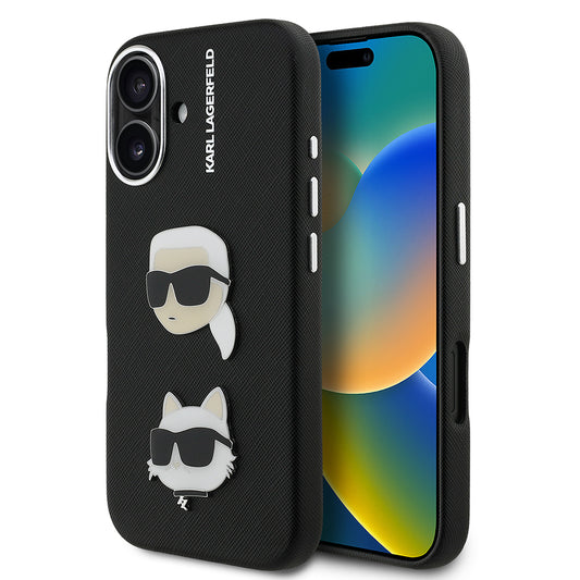 iPhone 16 Kılıf Karl Lagerfeld Orjinal Lisanslı K&C Heads Pin Kılıf