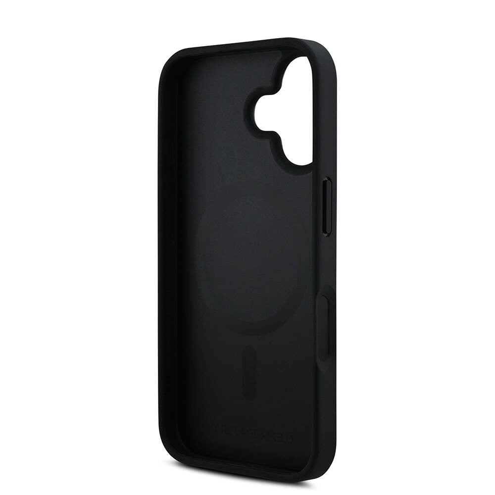 iPhone 16 Kılıf Karl Lagerfeld Orjinal Lisanslı M-safe Şarj Özellikli PU Deri Karl Heads Desenli Klasik Logolu Kılıf