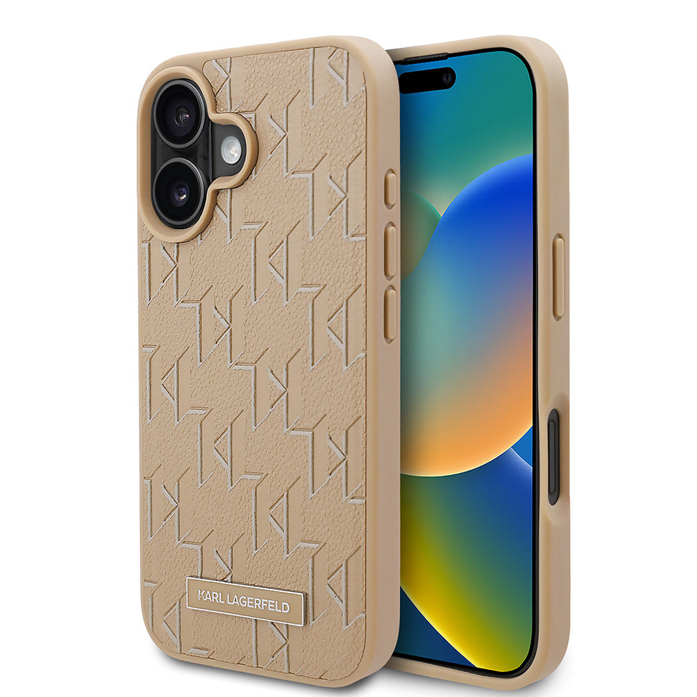 iPhone 16 Kılıf Karl Lagerfeld Orjinal Lisanslı M-safe Şarj Özellikli KL Yazılı Hot Stamp Kılıf