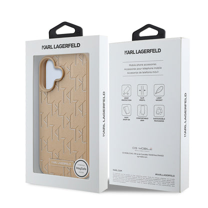 iPhone 16 Kılıf Karl Lagerfeld Orjinal Lisanslı M-safe Şarj Özellikli KL Yazılı Hot Stamp Kılıf
