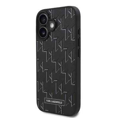 Apple iPhone 16 Kılıf Karl Lagerfeld Orjinal Lisanslı Magsafe Şarj Özellikli KL Yazılı Hot Stamp Kapak Pembe