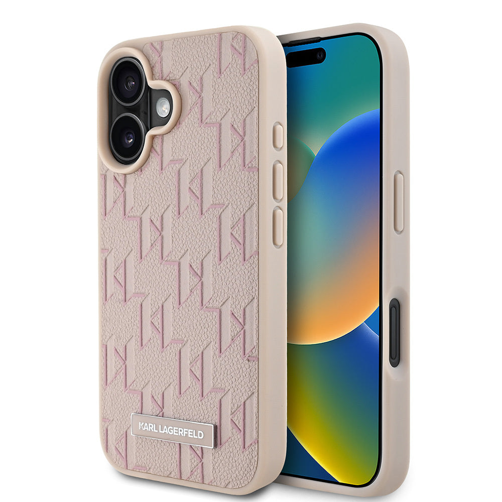 iPhone 16 Kılıf Karl Lagerfeld Orjinal Lisanslı M-safe Şarj Özellikli KL Yazılı Hot Stamp Kılıf
