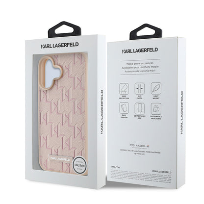 iPhone 16 Kılıf Karl Lagerfeld Orjinal Lisanslı M-safe Şarj Özellikli KL Yazılı Hot Stamp Kılıf