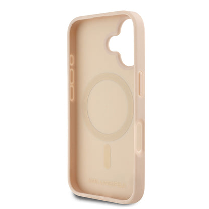 iPhone 16 Kılıf Karl Lagerfeld Orjinal Lisanslı M-safe Şarj Özellikli KL Yazılı Hot Stamp Kılıf