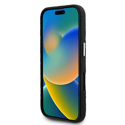 iPhone 16 Kılıf Karl Lagerfeld Orjinal Lisanslı PU Deri Damgalı Metal Yazı Logolu Kılıf